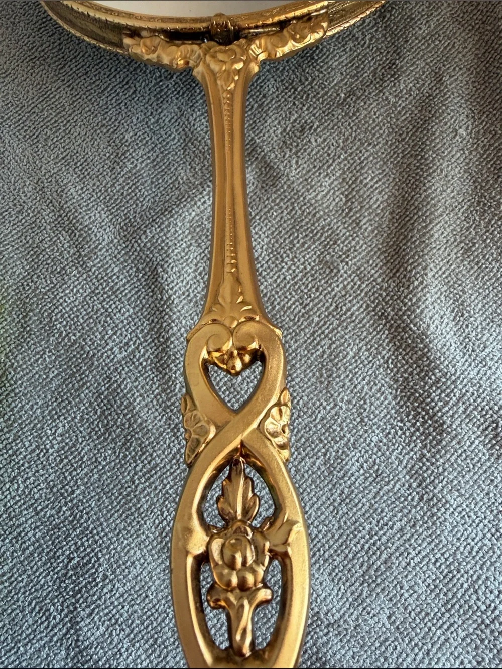 Vintage Matson 24K Gold Flashed Ornate Hand Mirror Hollywood Regency